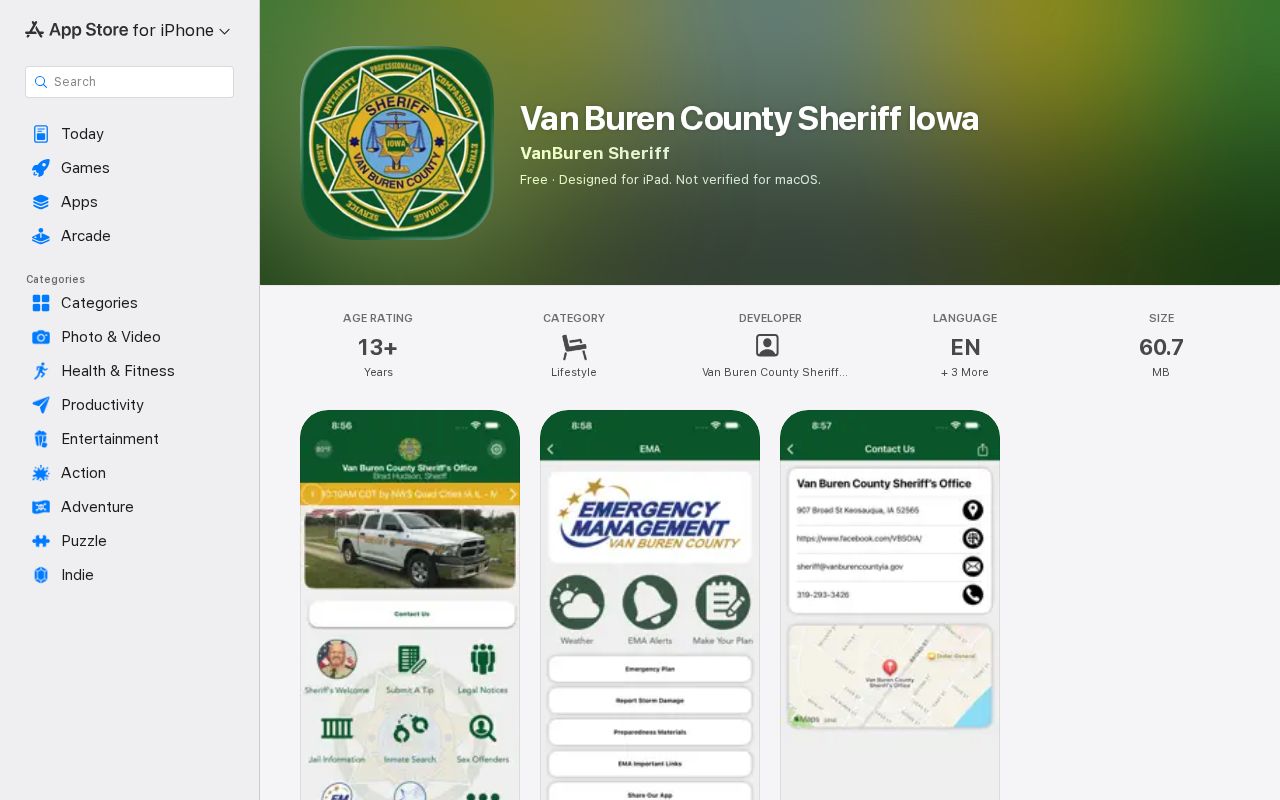 Van Buren County Sheriff app used for public safety rather than arrest search records