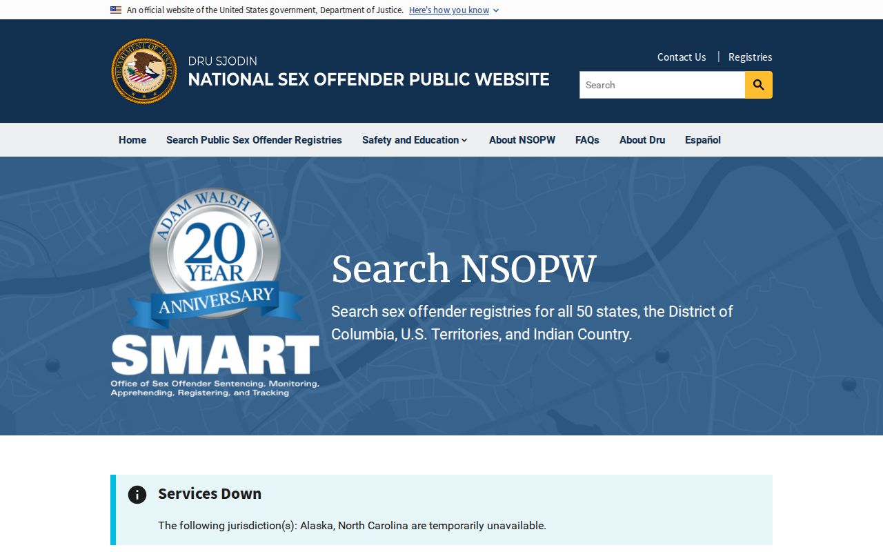 National registry search supporting a Van Buren County sex offender lookup